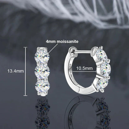 Hoops 100% 925 Sterling Silver Real 3mm Moissanite Stud Earrings For Women Sparkling Jewelry Gifts with Certificate Gifts