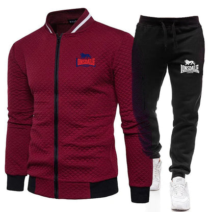 Spring and Autumn Men's Fashion Street Stand up Collar Set Jacket, Outdoor Casual Pocket Zipper Men's Baseball Set