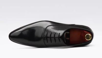 First-layer Cowhide Pointed Leather Shoes For Men British Style Genuine Cow Leather Brownish Yellow Oxford Formal Shoes