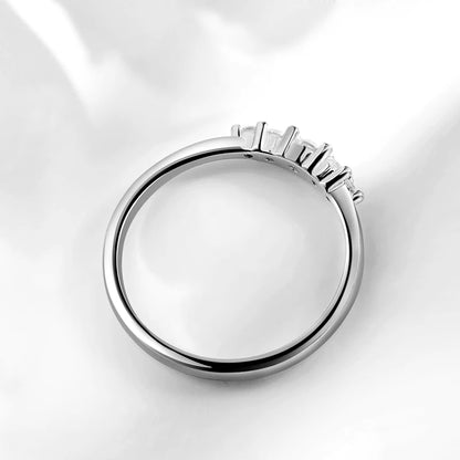 0.13CTTW 2.5mm Certified Moissanite Rings for Women 5 Stones Sparkling Sterling Silver 925 Wedding Band Mach Diamond GRA
