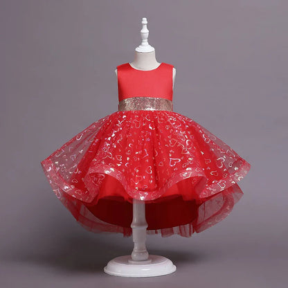 Summer Children's Wedding Celebration Party Evening Dress Sleeveless Sequins Formal Ball Birthday Party Girl Princess Dress