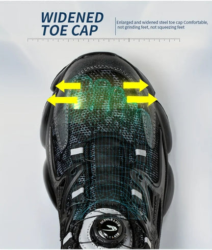 Rotating Button Safety Shoes Men Steel Toe Sneaker Air Cushion Work Shoes Man Puncture Proof Work Safety Boots Protective Shoes