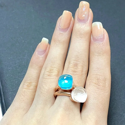 2Pcs/Set Fashion Stacked Candy Ring Women Mix Color Crystal Jewelry 30 Colors Trendy Gift for Valentine's Day