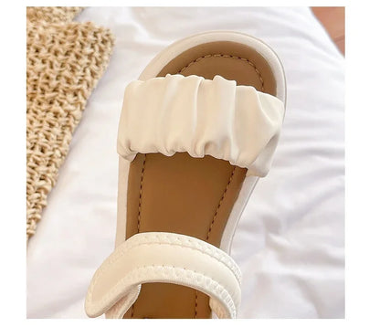 Children Solid Color Sandals Summer Beach Sandals for Girls School Fashion Open-toe Kids Thick Bottom Sandals Non-slip Versatile