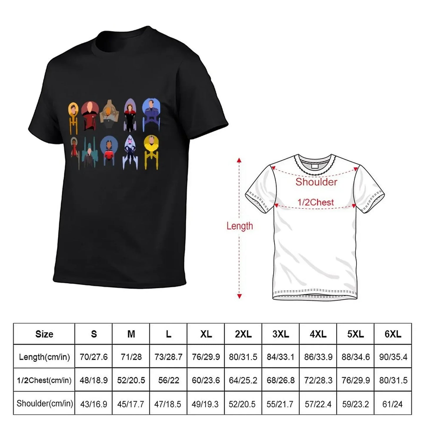 Trek ships & captains T-Shirt hippie clothes summer top oversized anime figures mens tall t shirts