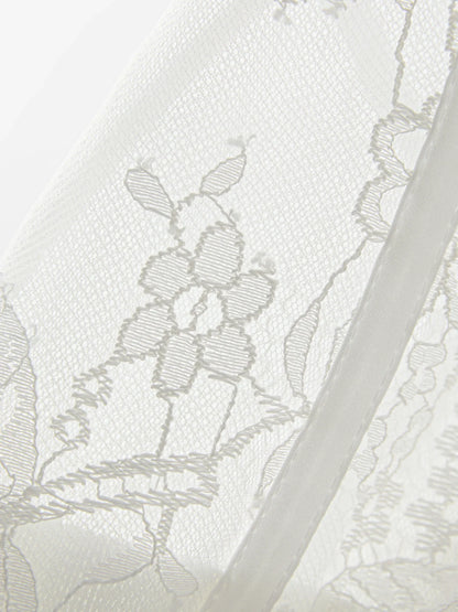 FSLE 【Série Premium】Camiseta Feminina Elegante com Renda e Cropped na Cintura Blusa Chique Chegada Nova de Verão 2025 25FE12023
