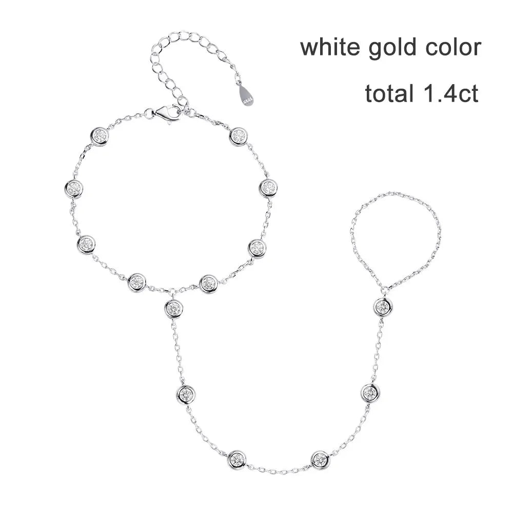 3mm D Color Moissanite Bracelets for Women 14-21cm Adjustable Chain GRA Certified s925 Sterling Silver Bubble Bracelet