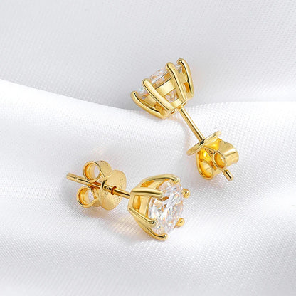 0.5-2CT D VVS1 Real Moissanite Stud Earrings for Women Lab Diamond Ear Studs 100% S925 Sterling Silver Plated 18K Gold