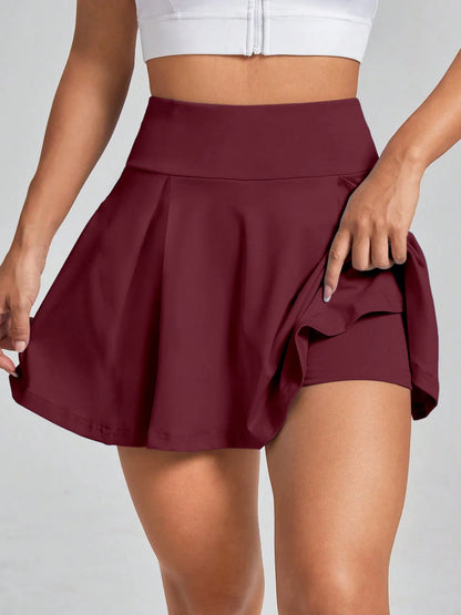 Professional Athletic Skort for Women High Waist Pleated Tear-Resistant Sweat-Wicking with Lining Anti-Wear for Outdoor Training
