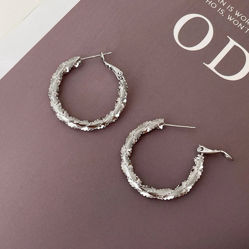 New 925 Sterling Silver Hoop Earrings Pearl Droplet Irregular Vintage Punk For Women Girl Gift Jewelry Dropshipping Wholesale