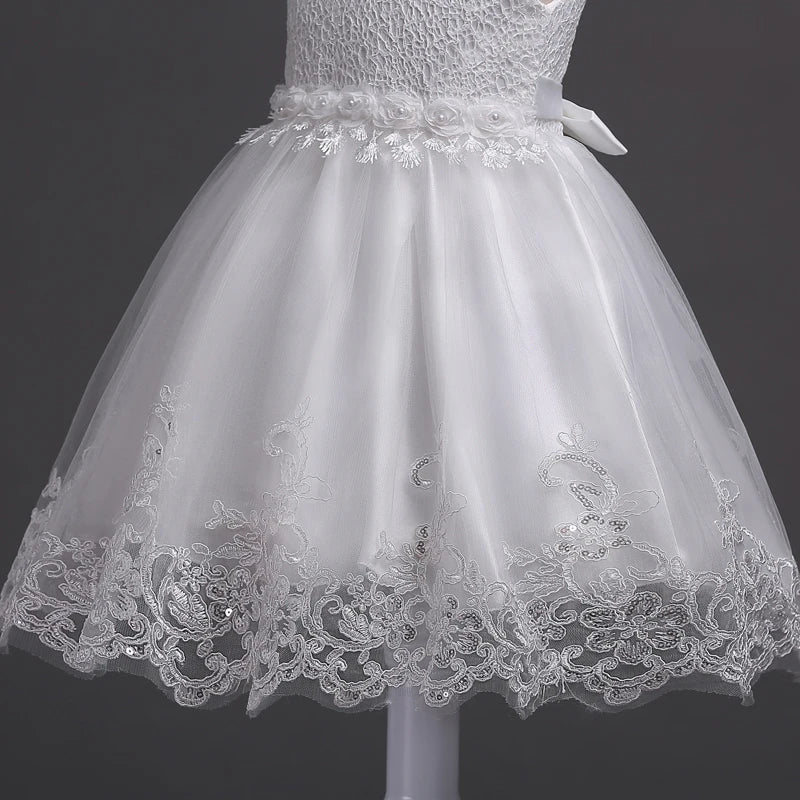Girl Princess Dress of Korean style sleeveless beaded children's dress dress princess dress lace dress performance