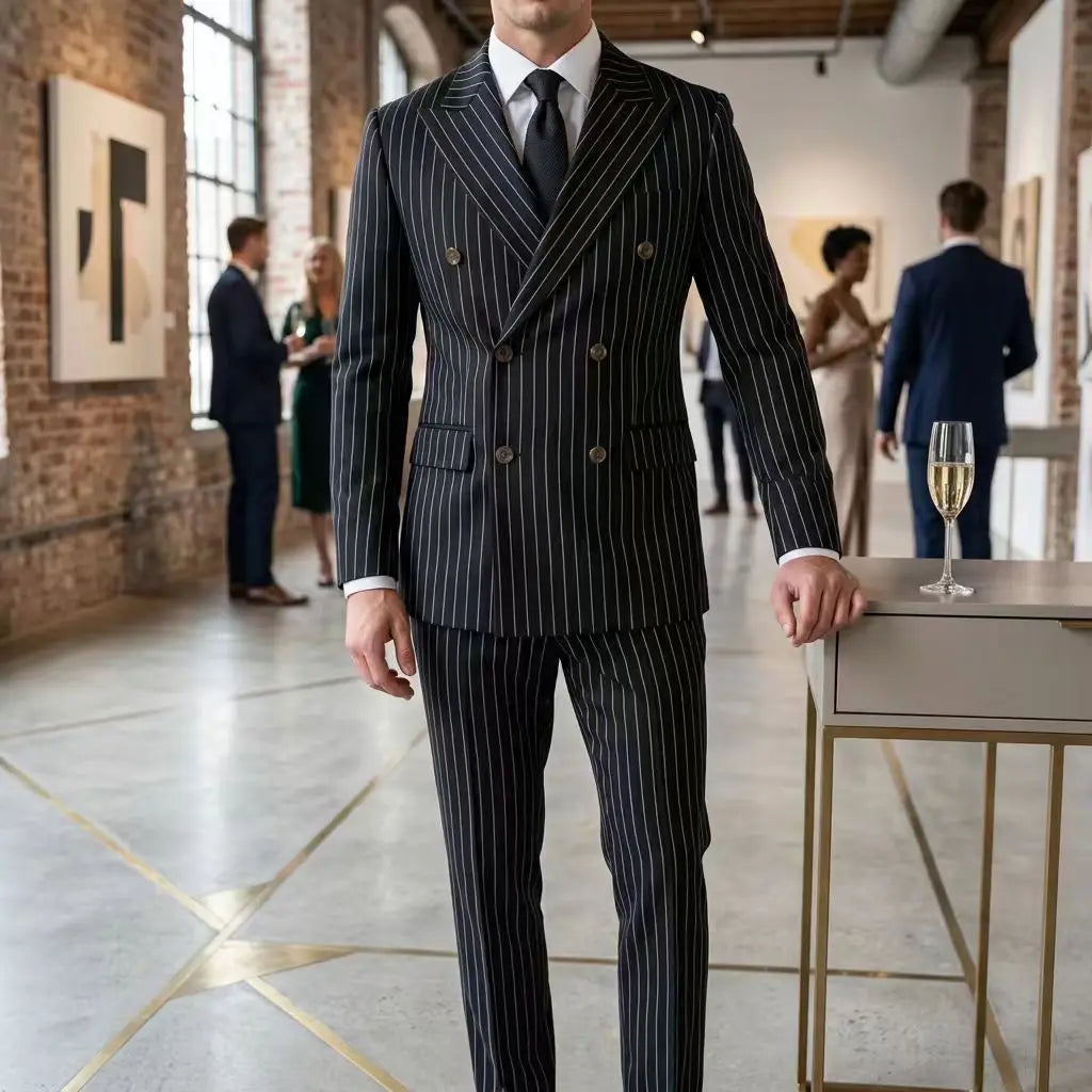 High-quality European and American Men's Clothing, Formal Suits with Stripes, Trousers for Business, Formal Dinners, Weddings