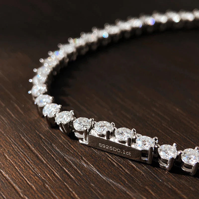 3 Claw Moissanite Tennis Bracelet 3mm GRA Certified Diamond Bracelet Chain s925 Sterling Silver Bracelets for Women Man