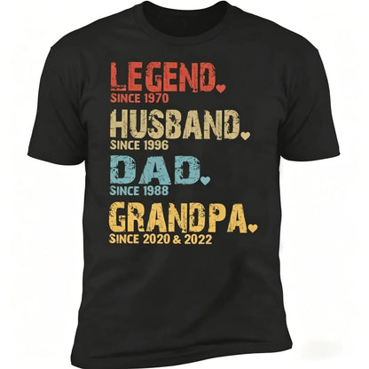 Personalized Dad Shirt, Custom Daddy Shirts for Men, Legend Grandpa T-Shirt, Gifts for Fathers Day Birthday S-3XL