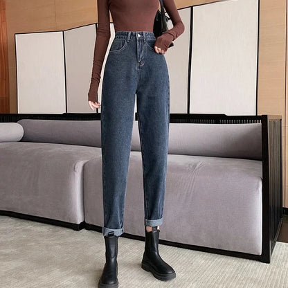 Versatile High-waisted Slimming Loose-fit Straight-leg Jeans For Women