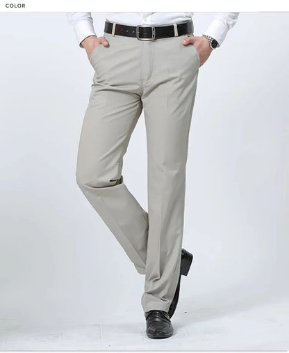 100% Cotton Men's Casual Pants Summer Autumn Fashion Solid Black Khaki Gentle Men Business Long Trousers Brand Smart Suit Pants