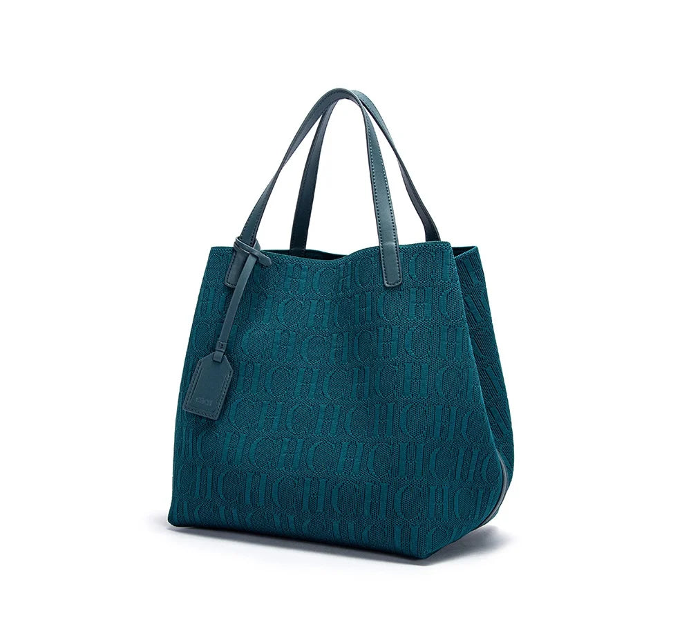 High Quality Craft Large Capacity Handbag Ladies Shoulder Bag Fashion Classic New Pure Color Outer Pocket Ladies Handbag