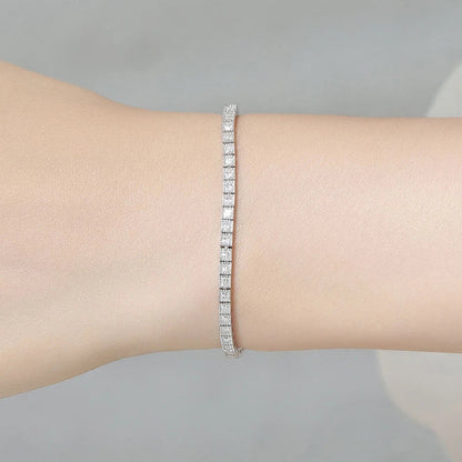 Princess Cut Full 1.5mm 2mm D Color Moissanite Tennis Bracelet for Women Man 925 Silver Pass Diamond Test Link Bracelets