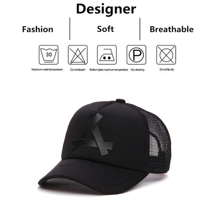 Unisex A- Letter Printing Baseball Net Caps Hip Hop Cap Spring and Summer Outdoor Adjustable Casual Hats Sunscreen Hat