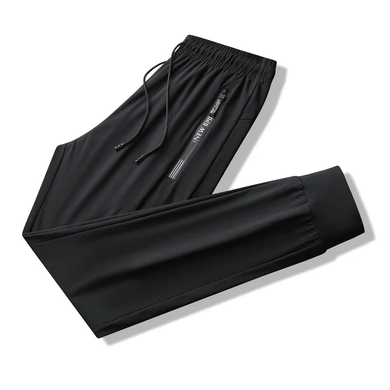 Breathable Elastic Men Running Sport Pants Ice Silk Jogging Thin Sweatpants Casual Outdoor Training Gym Fitness Trousers 8XL