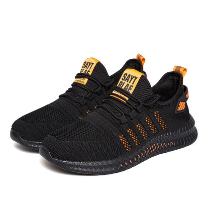 Men's sneakers lace-up flying woven through casual shoes vulcanized lightweight flat comfortable running shoes plus size 48