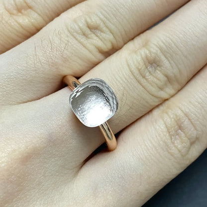 Stylish Purple Crystal Rose Gold Plated Candy Ring 30 Colors Simple Candy Color Jewelry Gift for Women Valentine's Day