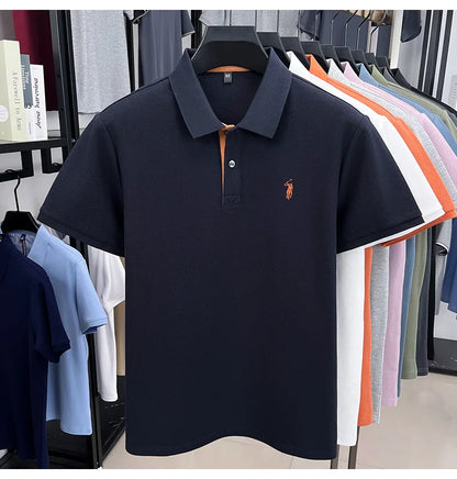 100% pure cotton high-end brand men's short sleeve polo shirt comfort lightweight summer casual T-shirt youthful fashionable top