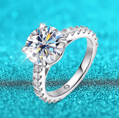 18k Plated 0.6-4.2CT All Moissanite Rings for Women Sparkly Luxury Wedding Diamond Band 100% 925 Sterling Silver Jewelry