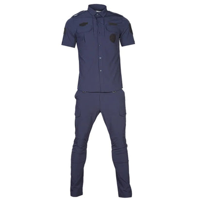 Quick Drying Workwear Suit Men Combat Elastic Tactical Training Set Multi Pocket Man Security Staff Uniform Cargo 2pcs Suits