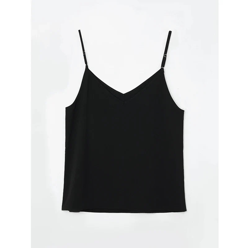 Casual Streetwear Women Cami Tops Sexy V Neck Summer Black Tank White Elegant Sleeveless Cute Ladies Clothes