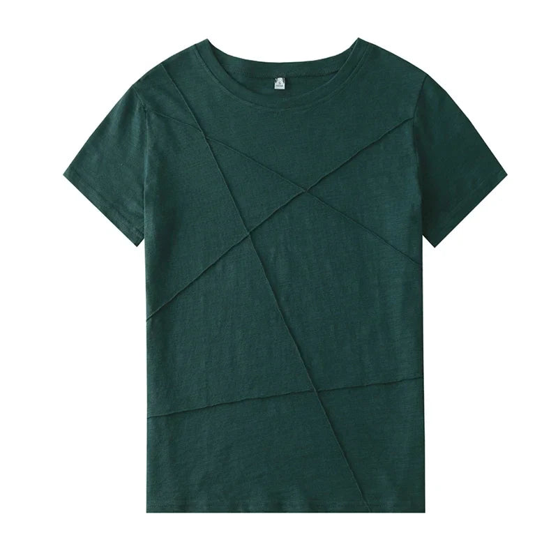 Fashion Spring Summer Slim Bamboo Cotton T-Shirts Women O-Neck Short Sleeve Korean Ribbed T Shirt Female Casual Solid Tops