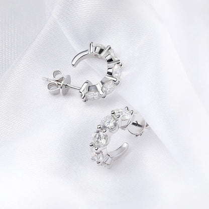 3/4mm D Color Full Moissanite Hoop Earrings for Women Luxury Quality Jewelry 100% 925 Sterling Silver Original Design