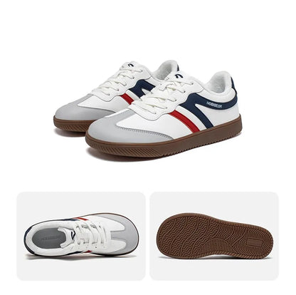 Wide Toe Shoes Unisex Artificial Leather Faux Fur Lined Sneakers Casual Retro Lace Up Shoes for Women Men