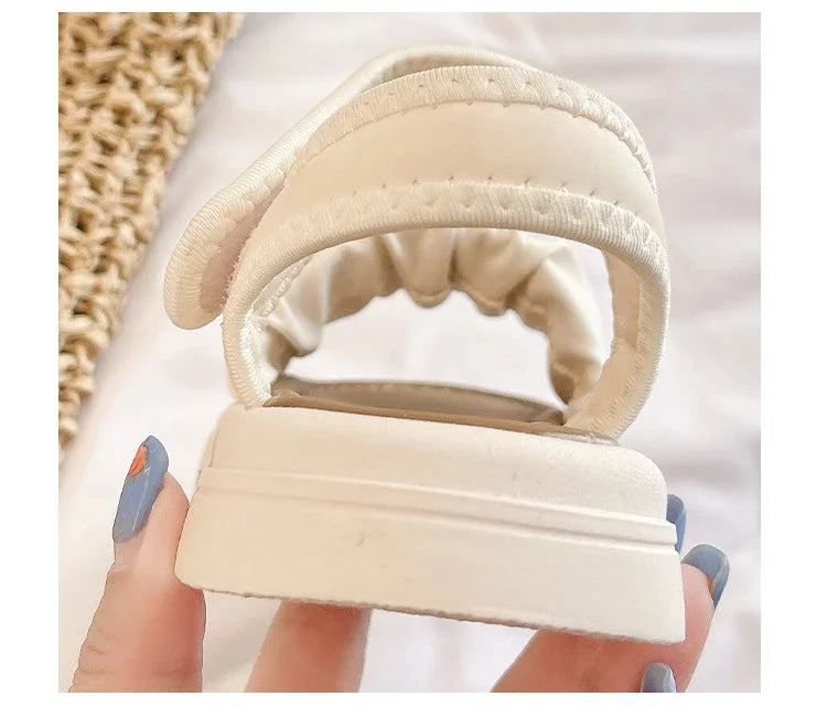 Children Solid Color Sandals Summer Beach Sandals for Girls School Fashion Open-toe Kids Thick Bottom Sandals Non-slip Versatile