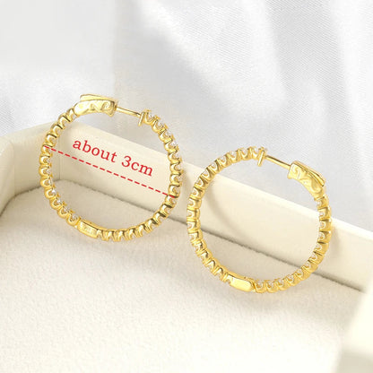 2mm D Vvs1 Full Moissanite Hoop Earrings for Women 925 Sterling Silver Plated 18k Gold Simulated Diamond Ear Jewelry