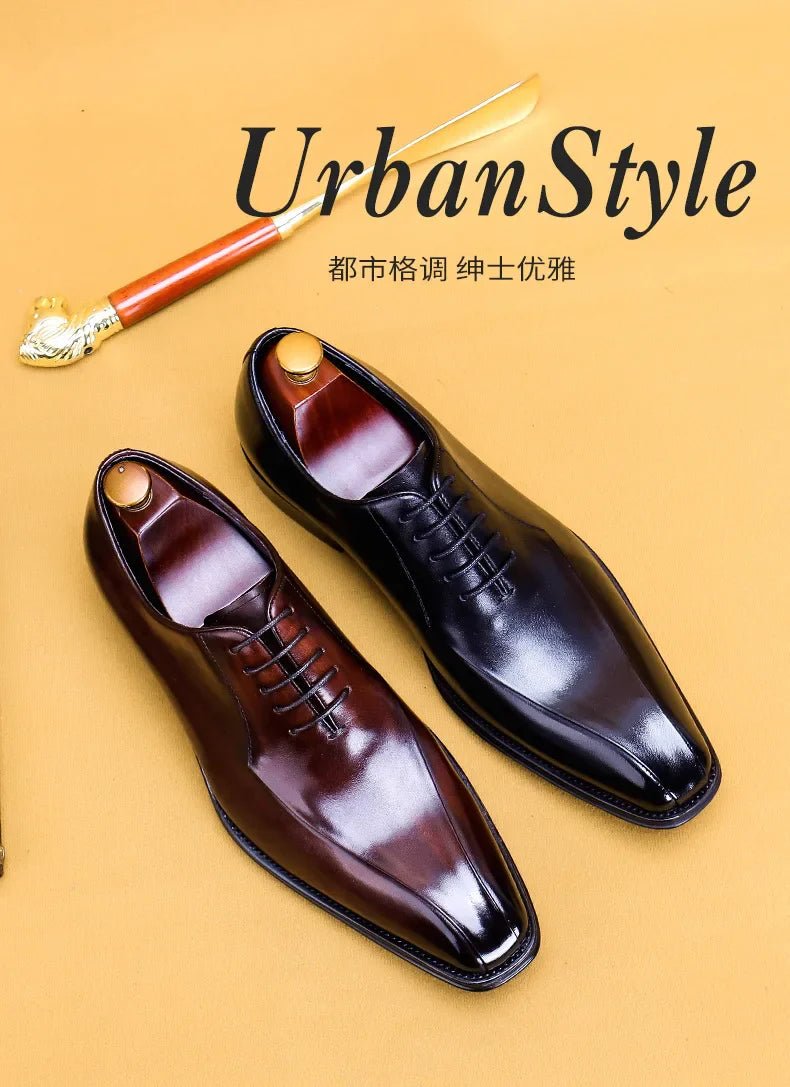 Italian Luxury High Quality Elegant Male Natural Genuine Leather Social Shoes Office Career Business Formal Solid Oxfords Shoes