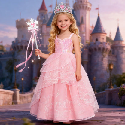 Children Pink Witch Dress Wicked Glinda Elphaba Clothes Cosplay Costume Girls Halloween Costume Kids Good Witch Princess Dresses