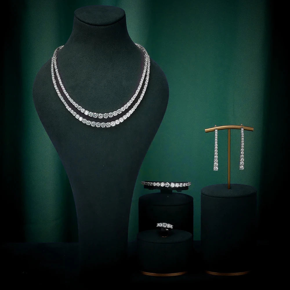 Trendy Jewelry Set for Women Layer Tennis chain Necklace Set Cubic Zircon Wedding Engagement Jewellery Accessories