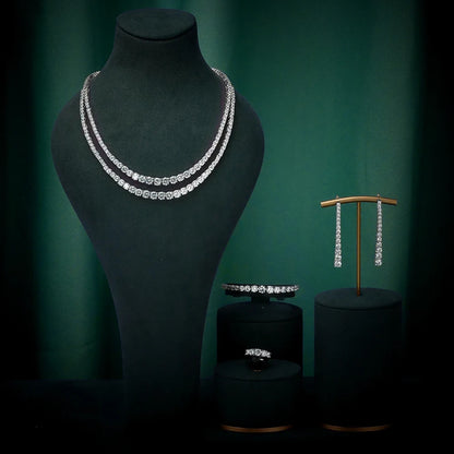 Trendy Jewelry Set for Women Layer Tennis chain Necklace Set Cubic Zircon Wedding Engagement Jewellery Accessories