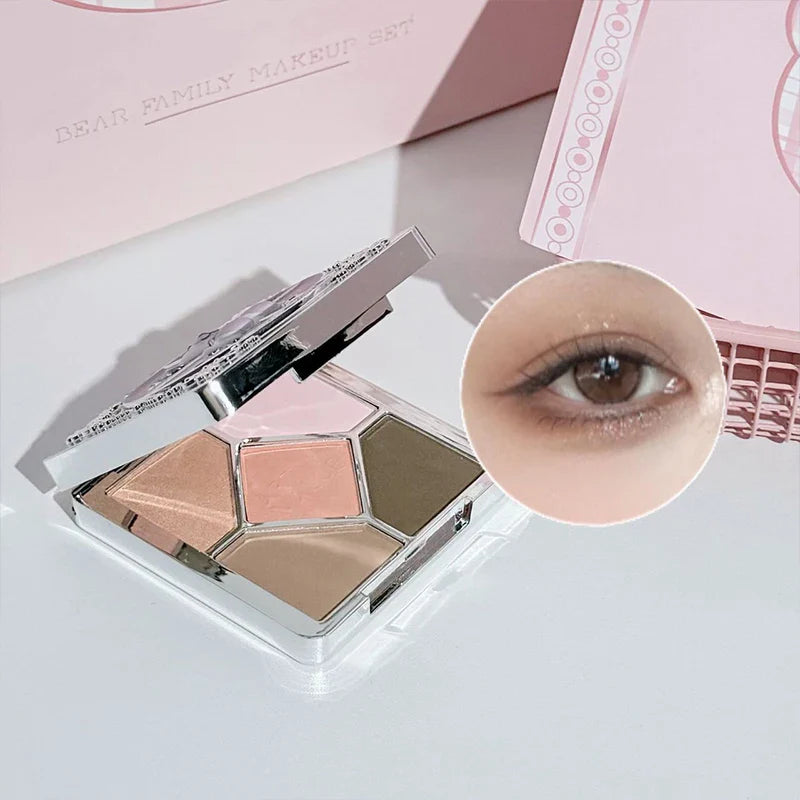 7PCs Multipurpose Makeup Sets Include 3 Matte Lip Mud,1 Pressed Powder,1 Blush,1 Eyes Palette And Necklace Cosmetics