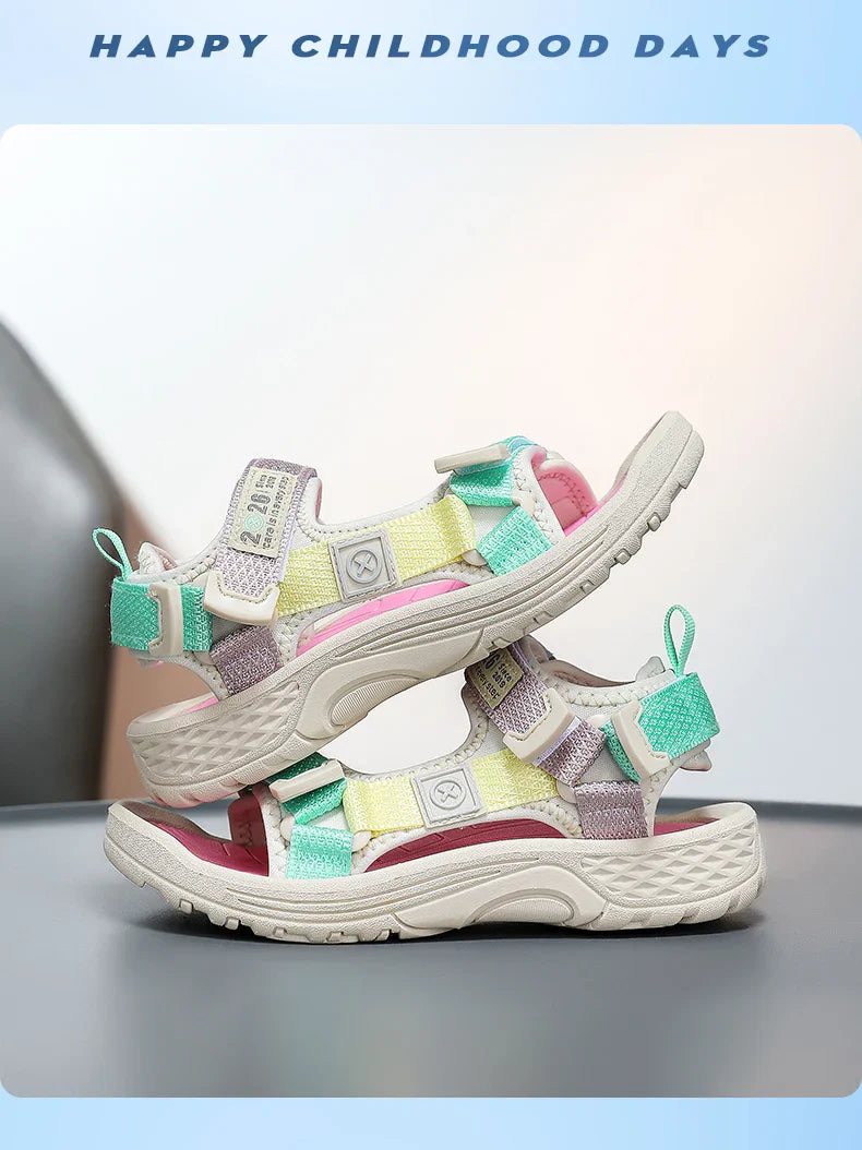 New Summer Kids Sport Sandals, Children Casual Breathable Barefoot Shoes, Non-Slip Lightweight Water Beach Sandals for Boys