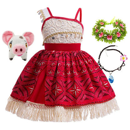 New Movie Moano 2 Girl Dress 2026 Halloween Party Ocean Adventure Costume Princess Clothes Children Vaiana Outfit Dress