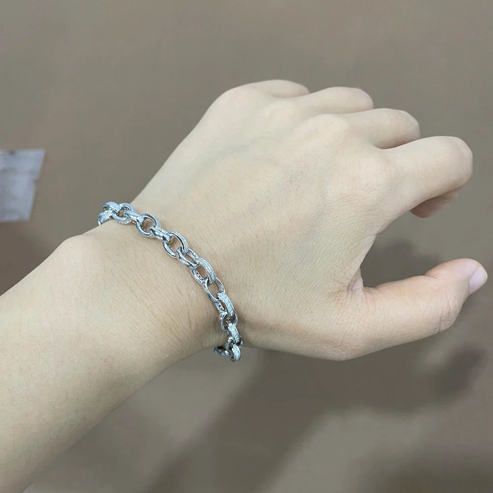 1.2mm Moissanite Tennis Bracelet with  925 Sterling Silver Cuban Link Chain Birthday Party Gifts Jewelry for Women Men