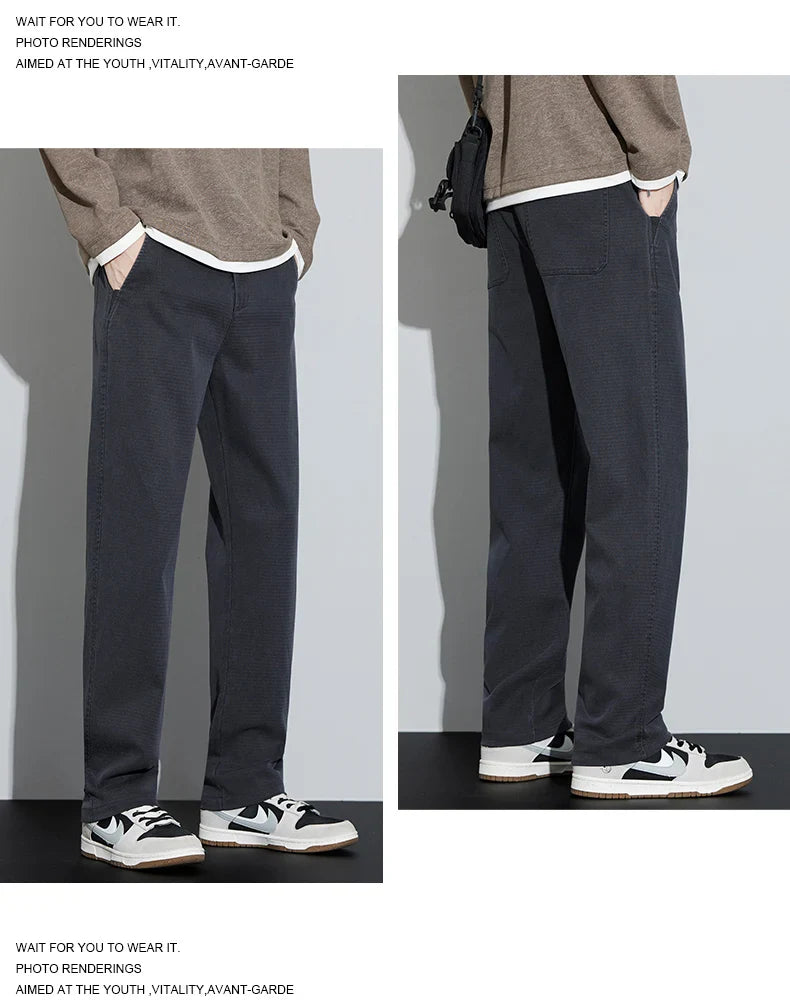4 Colors New Straight Men's Pants Baggy Casual Lyocell Comfortable Stretch Trousers Male Wide Fashion Korean Pants Streetwear
