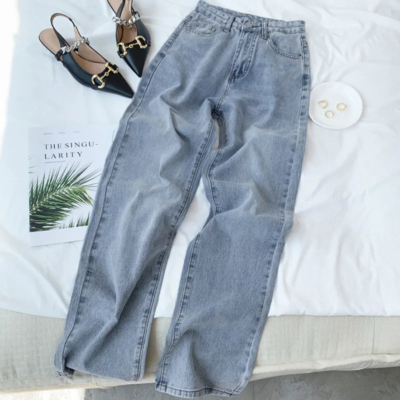 Vintage High-waisted Loose-fit Slimming Straight-leg Jeans