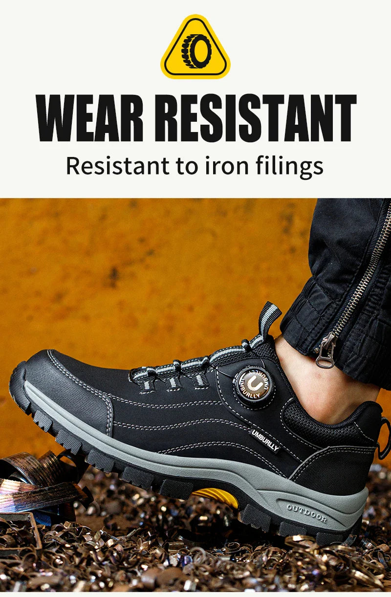 Men's Steel Head Safety Shoes Puncture And Smash Resistant Lightweight Sole Breathable Upper for Outdoor Workshop Work Shoes