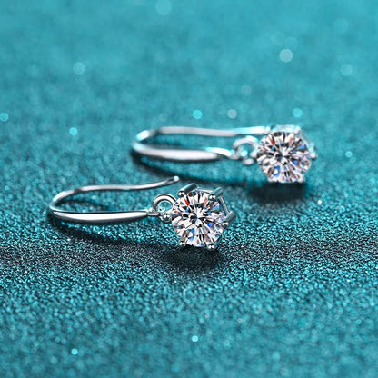 1ct 6.5mm Moissanite Droop Earrings for Women Original Wedding Chrismas Gift S925 Sterling Silver Hoop Earring Wholesale