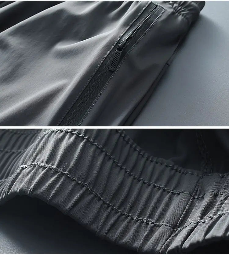 Men's spring and summer ice silk long pants slim fit new loose high elasticity fast drying outdoor running casual pants