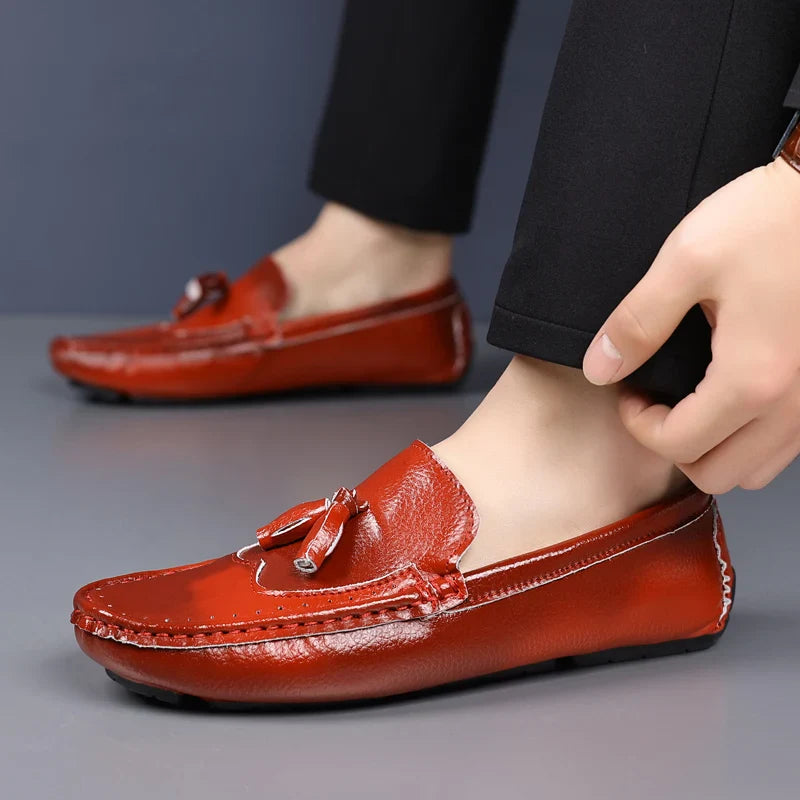 Sapatos Masculinos Loafers Confortáveis Slip-on Mocassins para Dirigir Calçados Masculinos Marca Marrom de Couro Sapatilhas Casuais para Homens