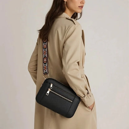 Retro fashion classic, women's multifunctional bag, zipper shoulder strap crossbody bag, small square bag, suitable for office w